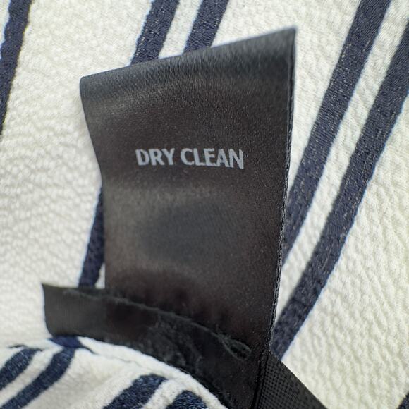 AQUA Striped Wrap Front Wide-Leg Crop Culotte Jumpsuit Pockets White Black L - Picture 10 of 11